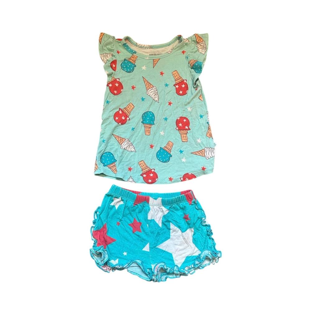 Posh Peanut Set 4th of July Red White Blue Icecream and Star Print